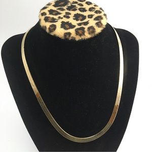 Vintage Gold Plated 925 Sterling Silver Herringbone Necklace